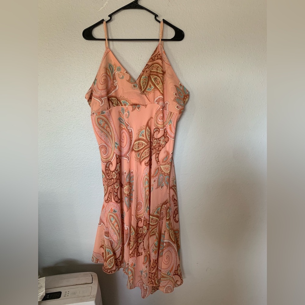 3X Peach paisley printed midi sundress